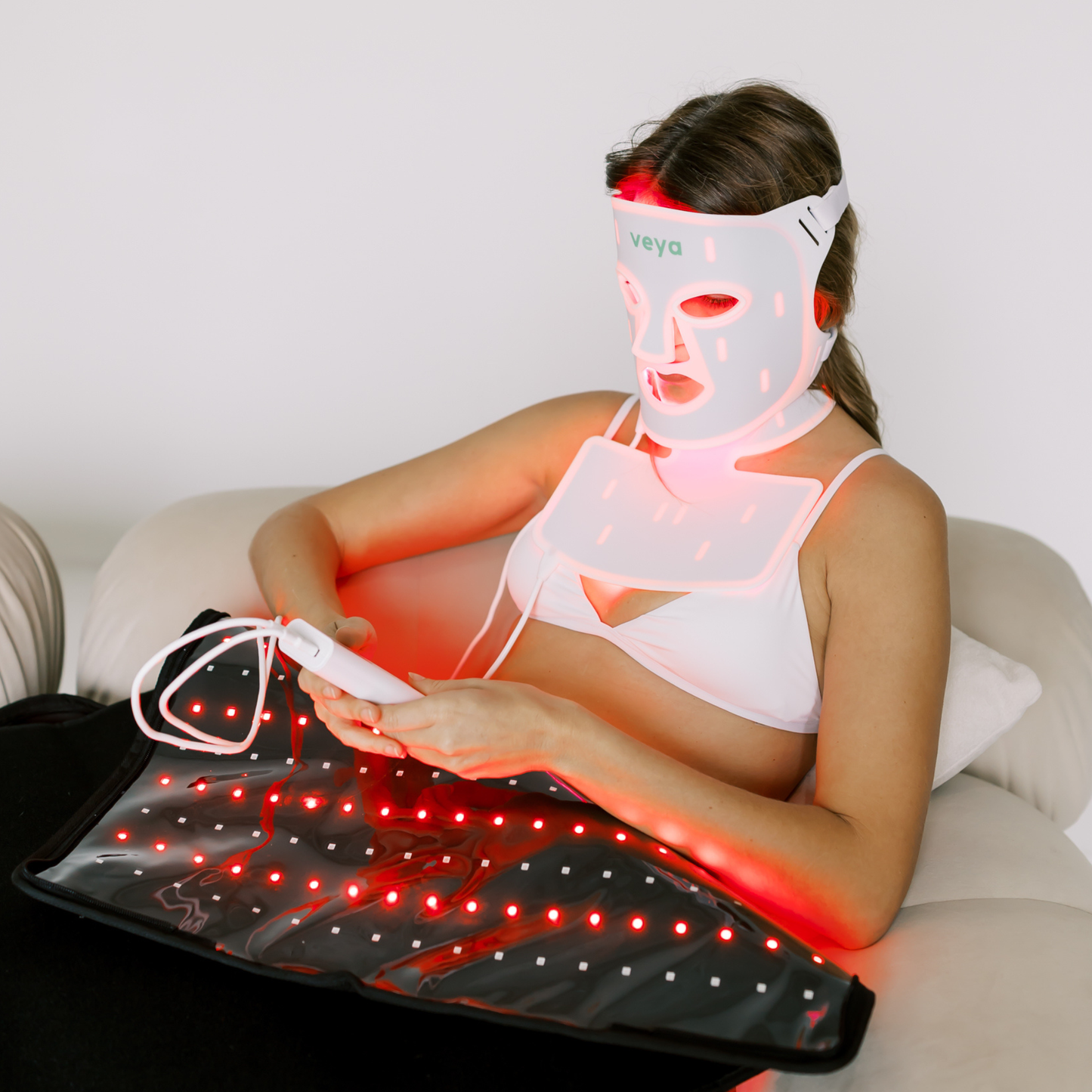VEYA Full-Spectrum LED Face, Neck & Décolletage Light Therapy Mask | 4 Wavelengths Skincare Device for Home Use