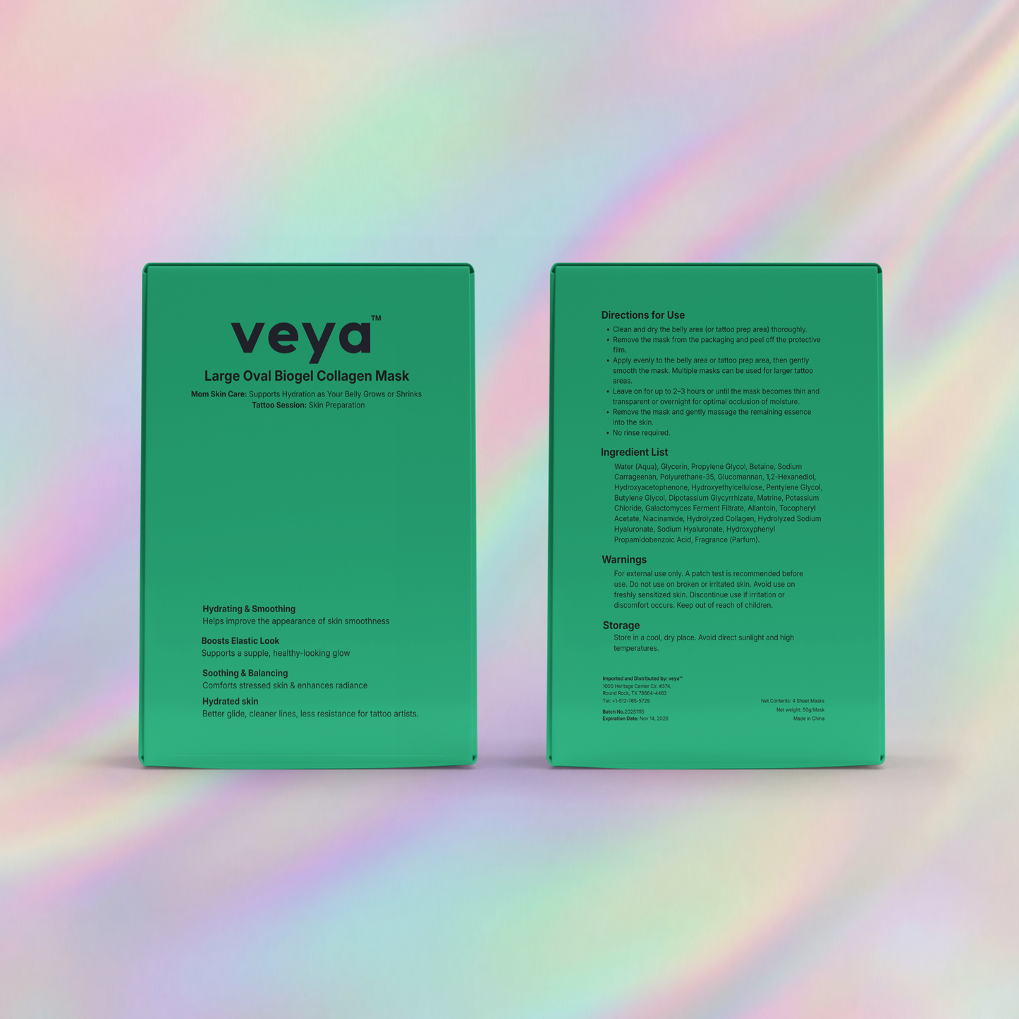 VEYA New Mama Set – Mother's Day Gift | Biogel Collagen Belly Masks (2 Boxes, 8 Masks) + Reusable Silicone Petal Pad | Nourishing Belly Hydration & Skin Care Bundle for Expecting & New Mothers